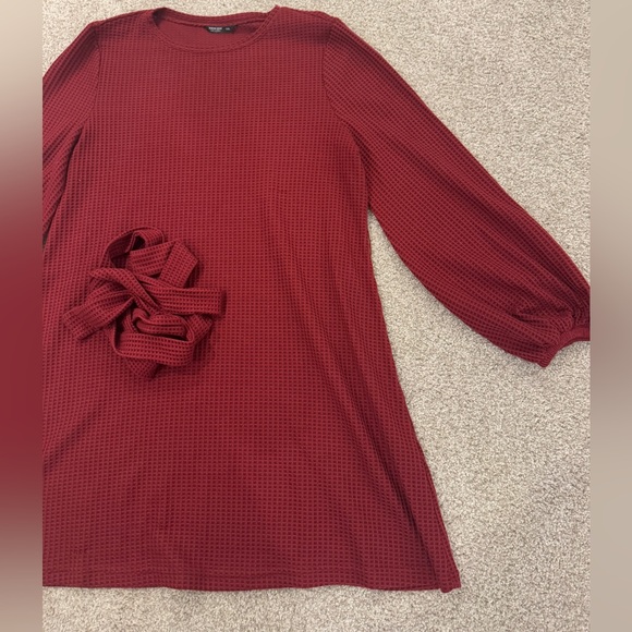 SHEIN CURVE Red Waffle Knot Dress Size: 1XL - Picture 3 of 6